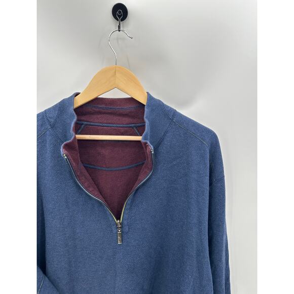 Tommy Bahama Blue Long Sleeve Quarter Zip Knit Pullover Sweater Men's Size 2X - Picture 3 of 8